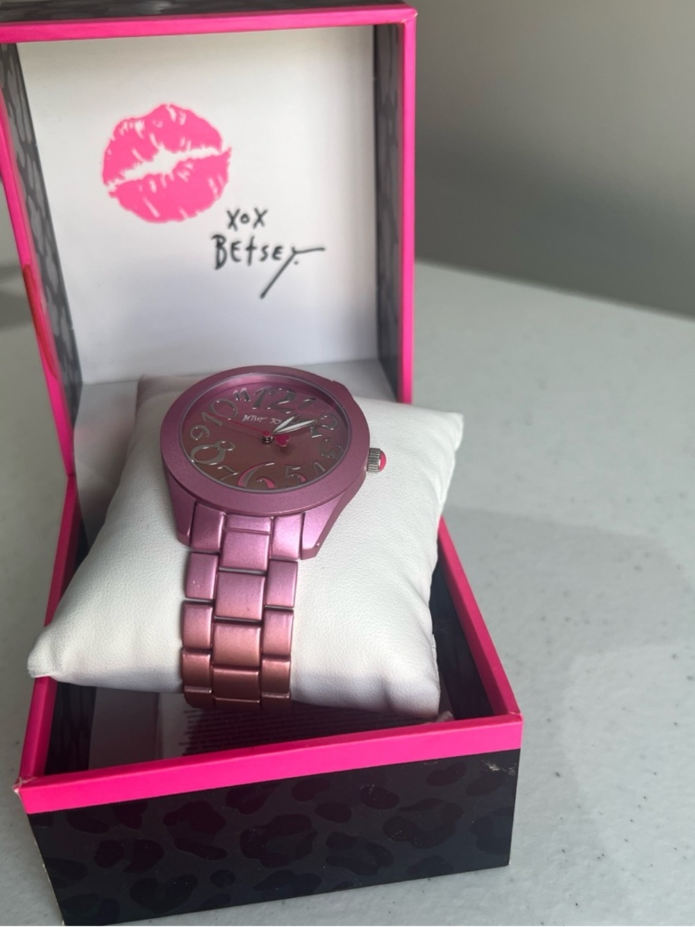 Betsey Johnson Metallic Hot Pink Women's Bracelet Watch